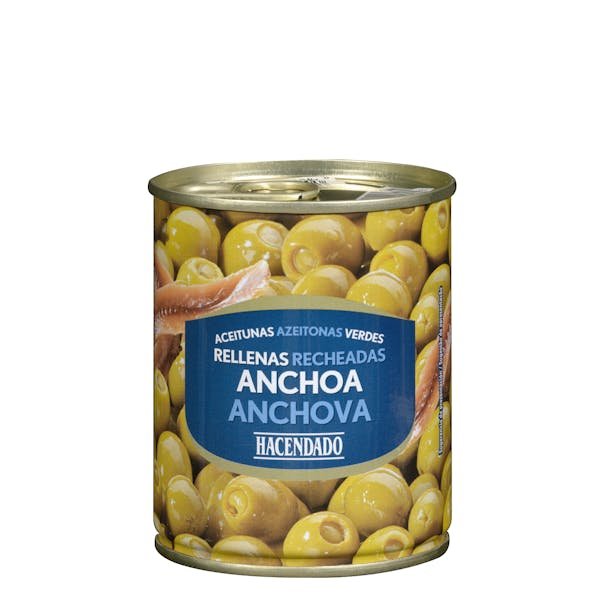 Žaliosios alyvuogės su ančiuvių įdaru „Hacendado“