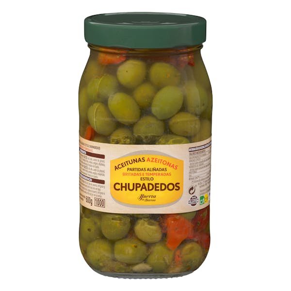 Skaldytos marinuotos žaliosios alyvuogės „Huerta de Barros Chupadedos“