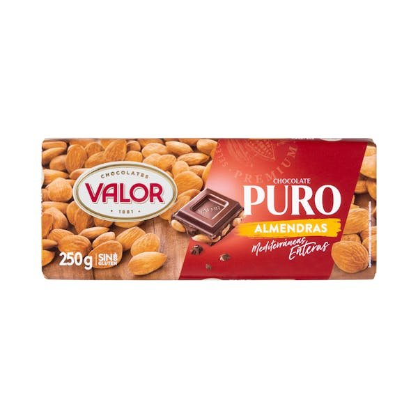 Juodasis šokoladas su nesmulkintais migdolais „Valor“