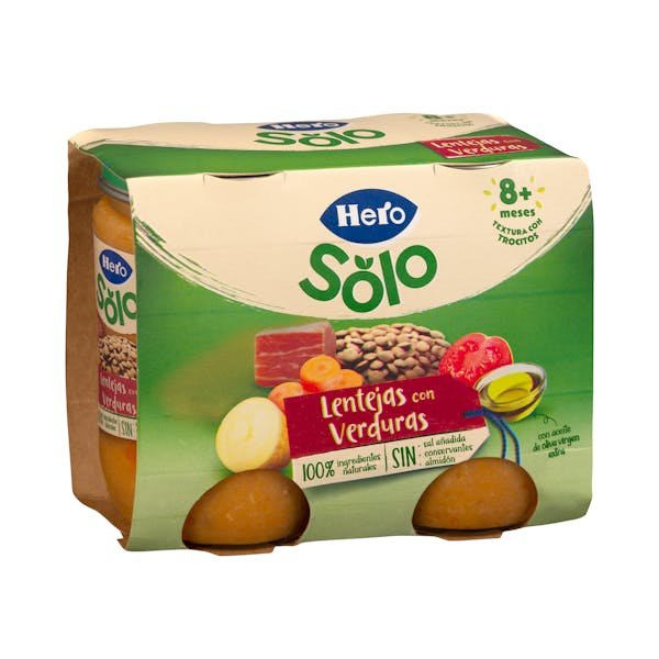 Lęšių ir daržovių tyrelė „Hero Solo Recetas Caseras“ nuo 8 mėn., švelnaus skonio