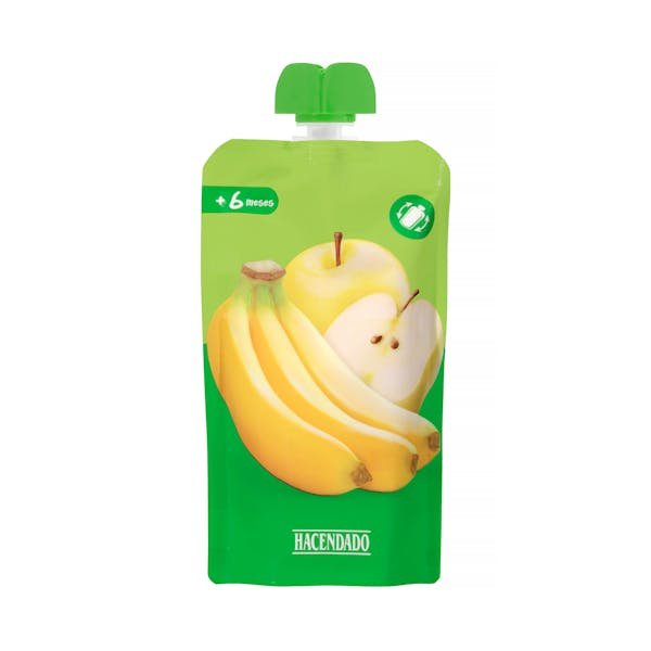 Bananų ir obuolių vaisių tyrelė „Hacendado“ nuo 6 mėn.
