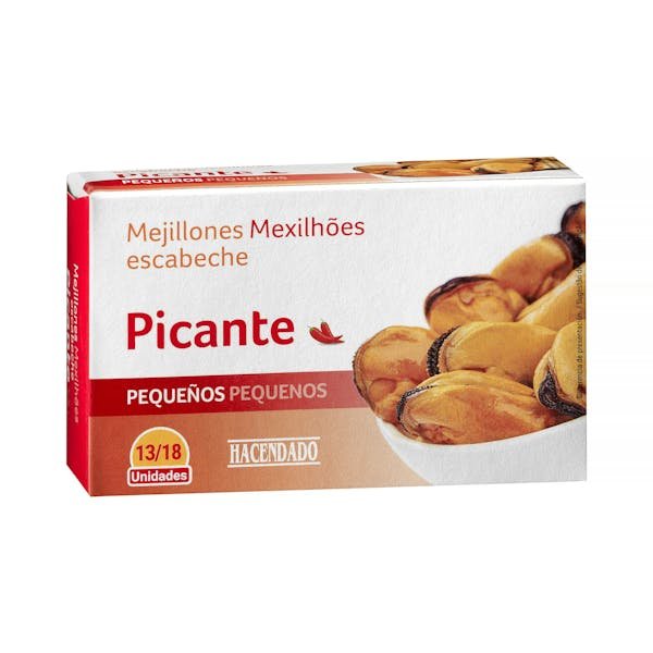 Aštrios mažos midijos marinate „Escabeche“ „Hacendado“