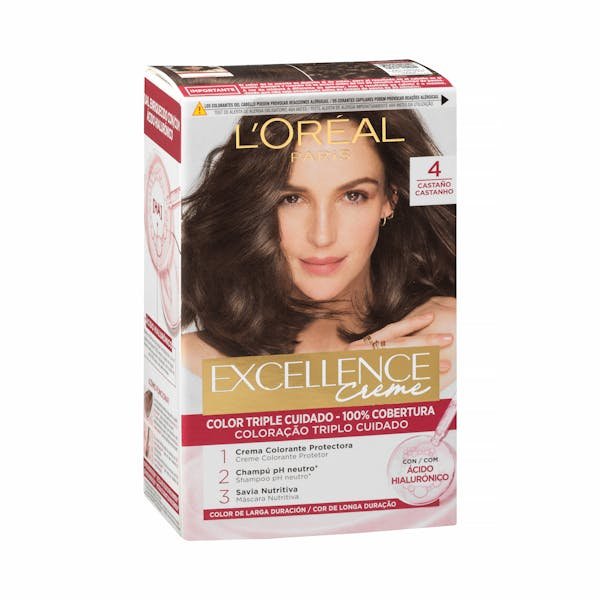 Ilgalaikiai plaukų dažai „L'Oréal Excellence Crème“ 4 – kaštoninė spalva