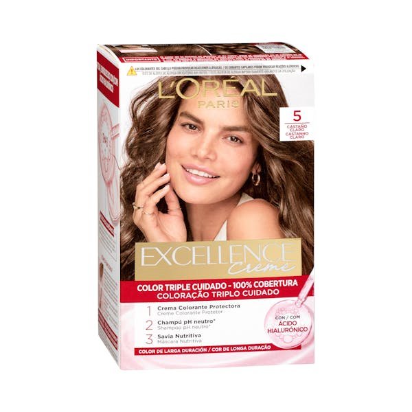 Ilgalaikiai plaukų dažai „L'Oréal Excellence Crème“ 5 – šviesiai kaštoninė spalva