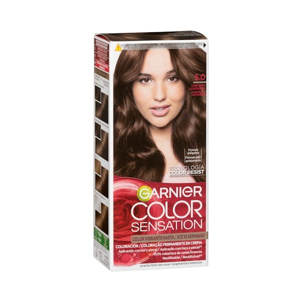 Ilgalaikiai plaukų dažai „Garnier Color Sensation“ 5.0 – švytinti kaštoninė spalva